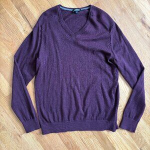 Express Men's V-neck Burgundy Sweater